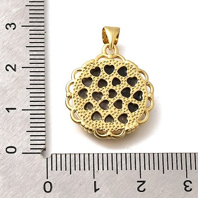 Brass with Natural Shell Carved Pendants KK-Z091-06G-01-1