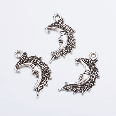 Antique Silver Tone Moon Tibetan Silver Pendants X-AC384-NF-1