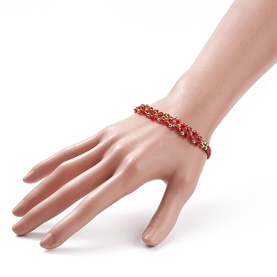 Glass Braided Flower Link Bracelet for Women BJEW-TA00130-03-1