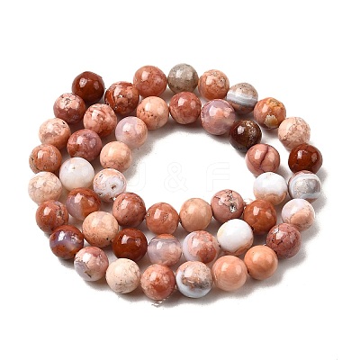 Natural Pink Agate Beads Strands G-K350-C02-8mm-1