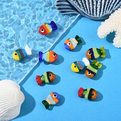 10Pcs 5 Colors Handmade Lampwork Beads LAMP-YW0001-62-1