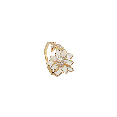 Fashionable Brass Micro Pave Cubic Zirconia with Enamel Cuff Rings FS-WGFDA76-02-1
