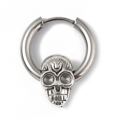 304 Stainless Steel Hoop Earrings Finding STAS-B030-01-1