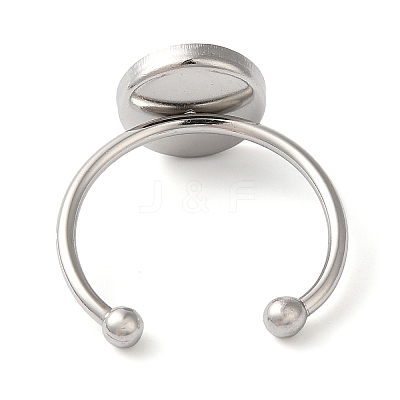 Non-Tarnish 304 Stainless Steel Flat Round Pad Ring Setting STAS-I306-05C-P-1