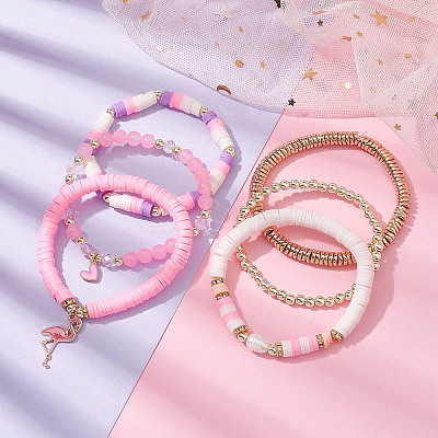 6Pcs 6 Style Natural Malaysia Jade & Pearl & Synthetic Hematite Beaded Stretch Bracelets Set BJEW-JB09734-1
