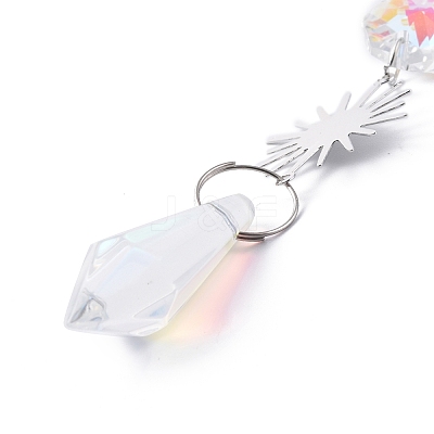 AB Color Plated Crystal Bullet Big Pendant Decorations HJEW-G019-03C-1