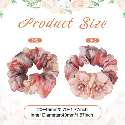 2Pcs 2 Styles Chic Solid Color French Satin Pigtail Hair Tie for Elegant Hairstyles OHAR-TA0001-09-1