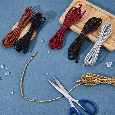 6Pcs 6 Colors Braided Imitation Leather Cords OCOR-DC0001-10B-1
