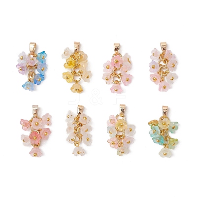 8Pcs Flower Acrylic Charms PALLOY-JF03591-1