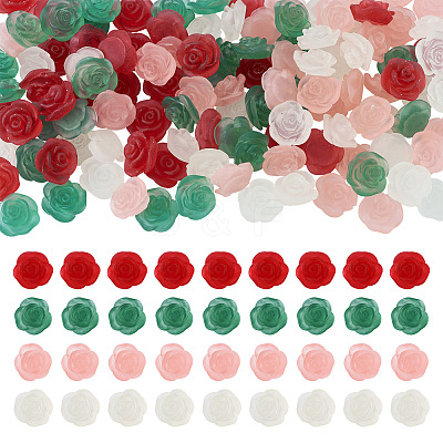 60Pcs 4 Colors Frosted Trabsparent Resin Cabochons RESI-TA0005-09-1