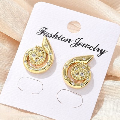 Brass Micro Pave Clear Cubic Zirconia Stud Earrings EJEW-P303-03G-1