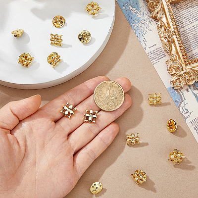 20Pcs Flower Alloy Rhinestone Lapel Pin Backs for Backpack Clothes JEWB-FH0002-72G-1