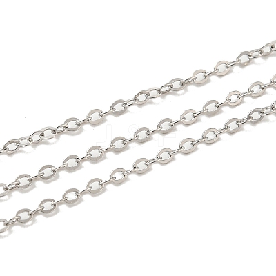 Anti-Tarnish Rhodium Plated 925 Sterling Silver Flat Cable Chains STER-F052-04P-04-1