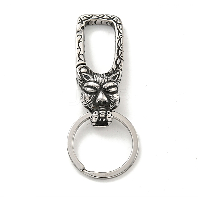 Tibetan Style 316 Surgical Stainless Steel Fittings with 304 Stainless Steel Key Ring FIND-Q101-07AS-01-1