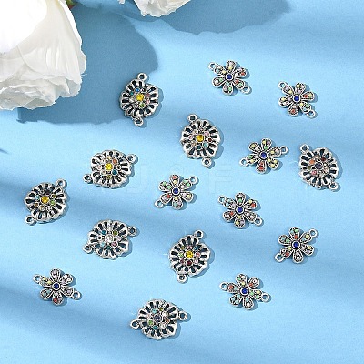 4Pcs 2 Styles Alloy Colorful Rhinestone Links Connectors ALRI-YW0001-30-1