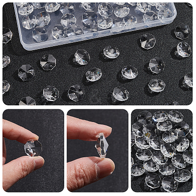 80Pcs Octagon Sew on Glass Rhinestone GLAA-SP0001-82B-02-1