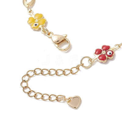 Brass Enamel Clover Link Chain Bracelets BJEW-JB13025-1
