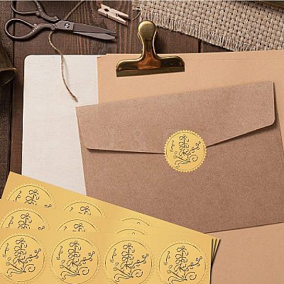 Plastic Self Adhesive Gold Foil Embossed Stickers DIY-WH0575-001-1