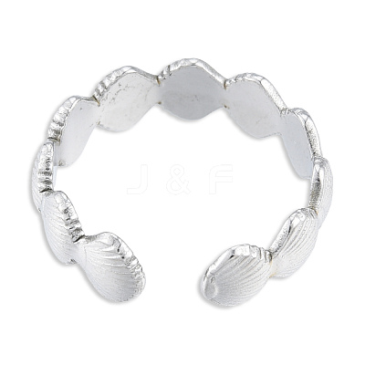 304 Stainless Steel Shell Wrap Open Cuff Ring for Women RJEW-N038-100P-1