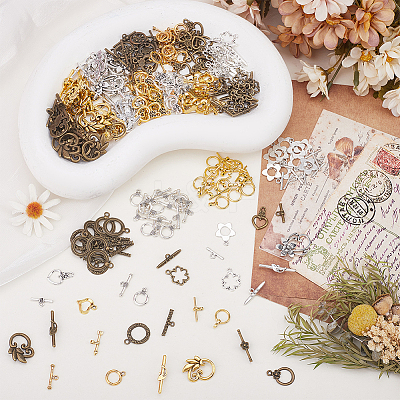 150Pcs 15 Styles Brass Toggle Clasps KK-ME0003-87-1