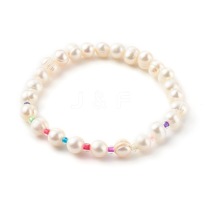 3Pcs 3 Styles Natural Cultured Freshwater Pearl Stretch Beaded Bracelets Sets BJEW-JB06266-1
