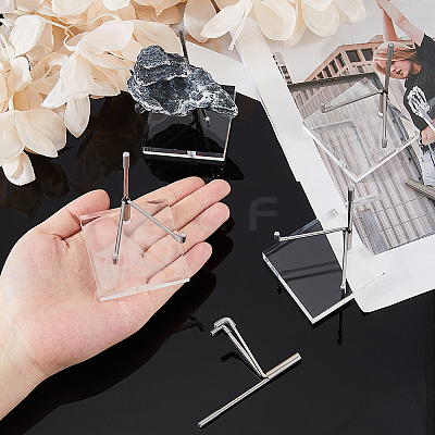 Stainless Steel Crystal Ball Display Holder with Square Clear Acrylic Bases LS-AJEW-WH0695-152P-B-1
