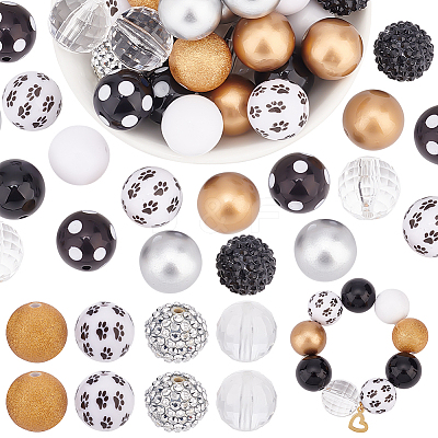 1 Set Mixed Style Acrylic Round Beads Sets SACR-PH0001-52D-1
