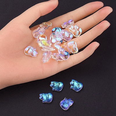 Electroplate Transparent Glass Pendants GLAA-YW0003-06-1