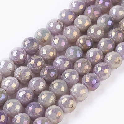 Natural Mauve Jade Beads Strands X-G-E537-02D-1