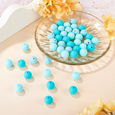 45Pcs 3 Colors Round Silicone Focal Beads SIL-TAD0001-01A-1