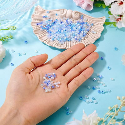 405Pcs Eletroplated Transparent Glass Beads GLAA-TA0003-66A-1
