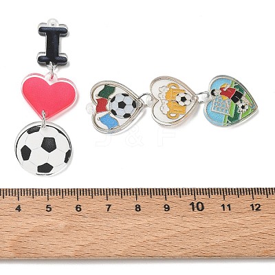 Football Printed Acrylic Big Pendants AC-CBAC468-01P-1
