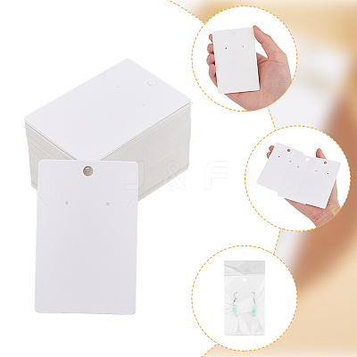 150Pcs Rectangle Paper One Pair Earring Display Cards with Hanging Hole CDIS-DC0001-02A-1
