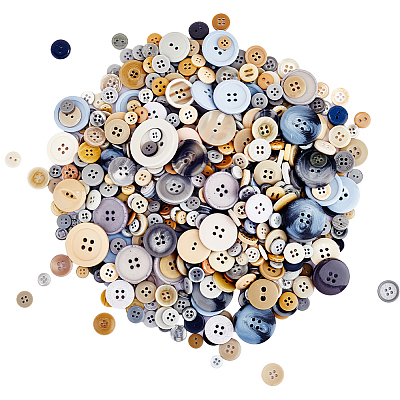 1 Set Flat Round Resin Buttons BUTT-CP0001-05-1