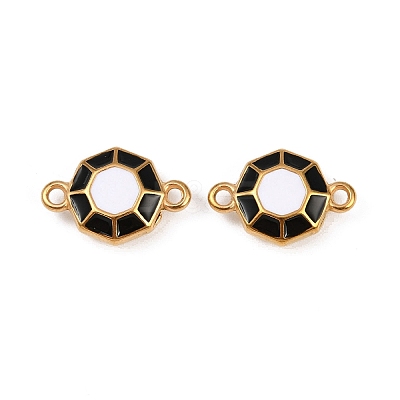 304 Stainless Steel Black and White Enamel Octagon Connector Charms STAS-Z140-11G-1