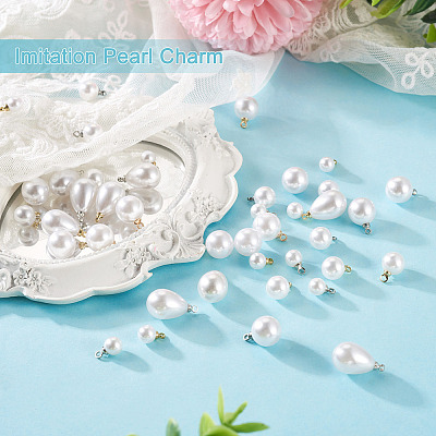48Pcs 8 Style Acrylic Imitation Pearl Charms OACR-TA0001-09-1