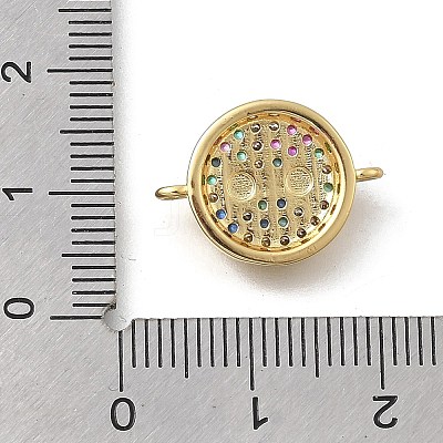 Brass Micro Pave Cubic Zirconia Flat Round Links Connector Charms KK-D431-081G-02-1