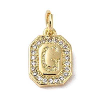 Real 18K Gold Plated Brass Micro Pave Clear Cubic Zirconia Pendants KK-L216-002G-G-1