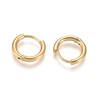 Ion Plating(IP) 304 Stainless Steel Huggie Hoop Earrings EJEW-F111A-13mm-G-1