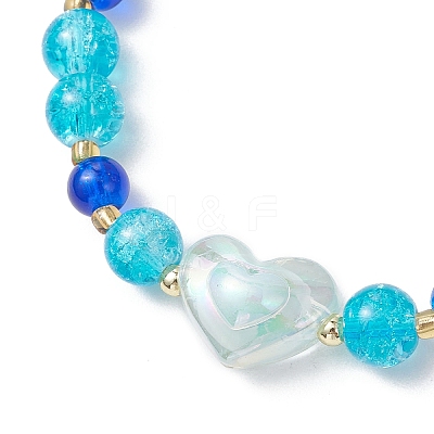 Spray Painted Crackle Glass Beads Stretch Bracelets for Women BJEW-MZ00201-01-1