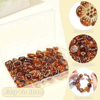 75Pcs 15 Styles Imitation Amber Transparent Acrylic Beads DIY-YW0010-22-1