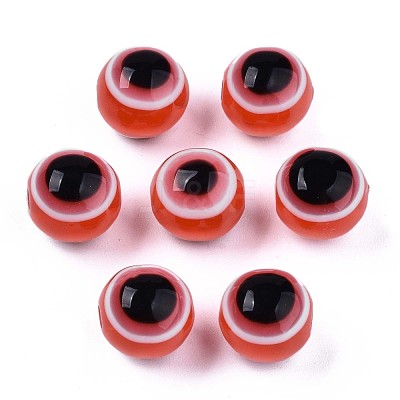Round Evil Eye Resin Beads RESI-R159-6mm-05-1