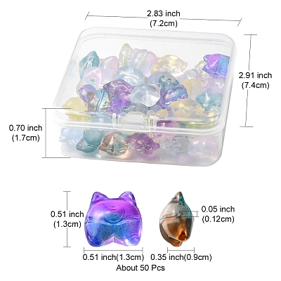50Pcs 9 Style Transparent Spray Painted Glass Beads GLAA-FS0001-50-1
