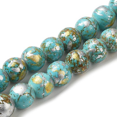 Synthetic Turquoise Dyed Camouflage Beads Strands G-E594-24O-A-1