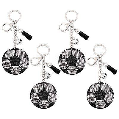 Sports Theme Resin Rhinestone Football Keychains KEYC-WH0003-34P-1