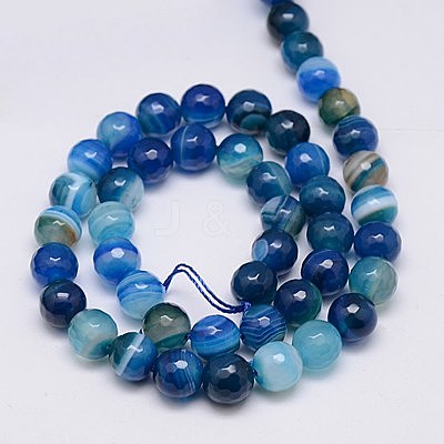Natural Stripe Agate Beads Strands G-G581-8mm-05-1
