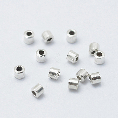 Rhodium Plated 925 Sterling Silver Crimp Beads STER-L063-04P-1