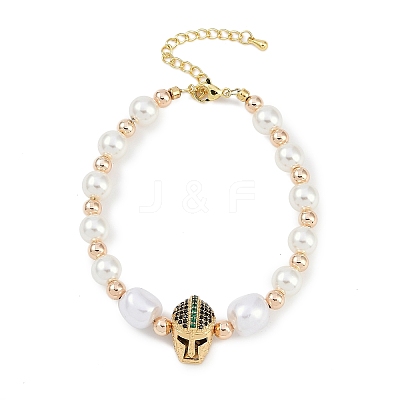 Rack Plating Brass Micro Pave Cubic Zirconia Charm Bracelets BJEW-P341-13G-01-1