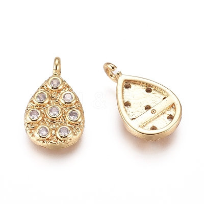 Brass Micro Pave Cubic Zirconia Pendants KK-D156-07G-E-1