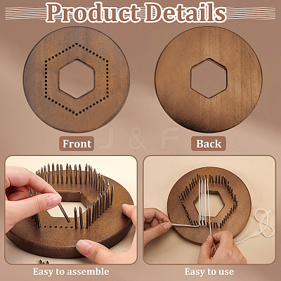 Hexagon Wood Crochet Blocking Board with Pins DIY-WH0499-15-1
